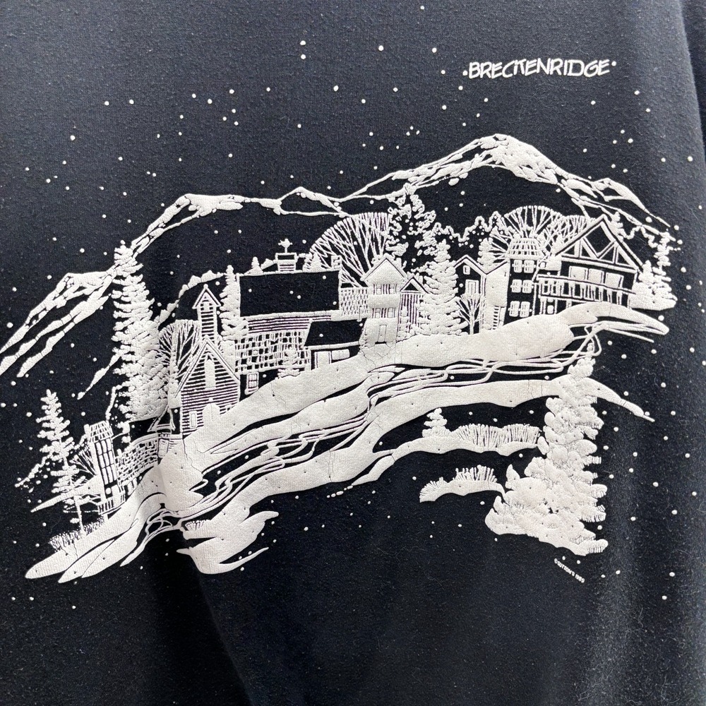 Vintage 80s Suttons on Russell Athletic Black Sweatshirt Breckenridge Art SZ XL